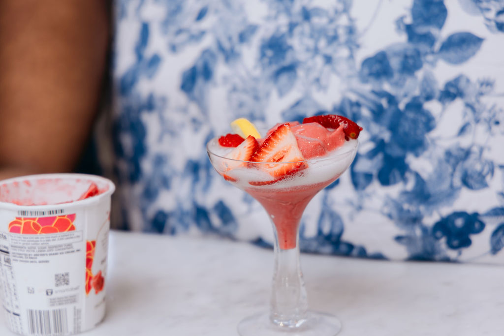 Raspberry sorbet prosecco float