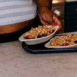 Mixed Berry Crisp on sheet pan before baking.