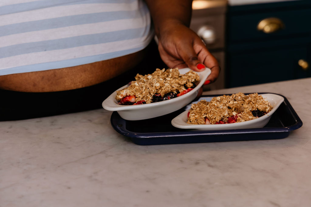 Mixed Berry Crisp on sheet pan before baking.