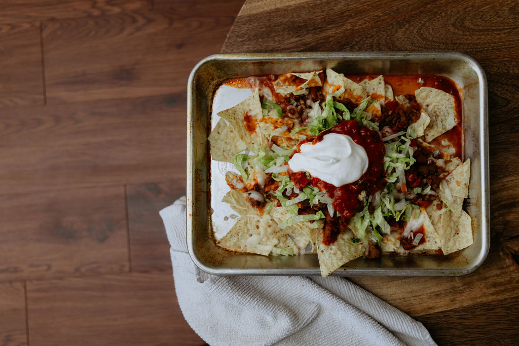 Game day nachos with all the toppings.